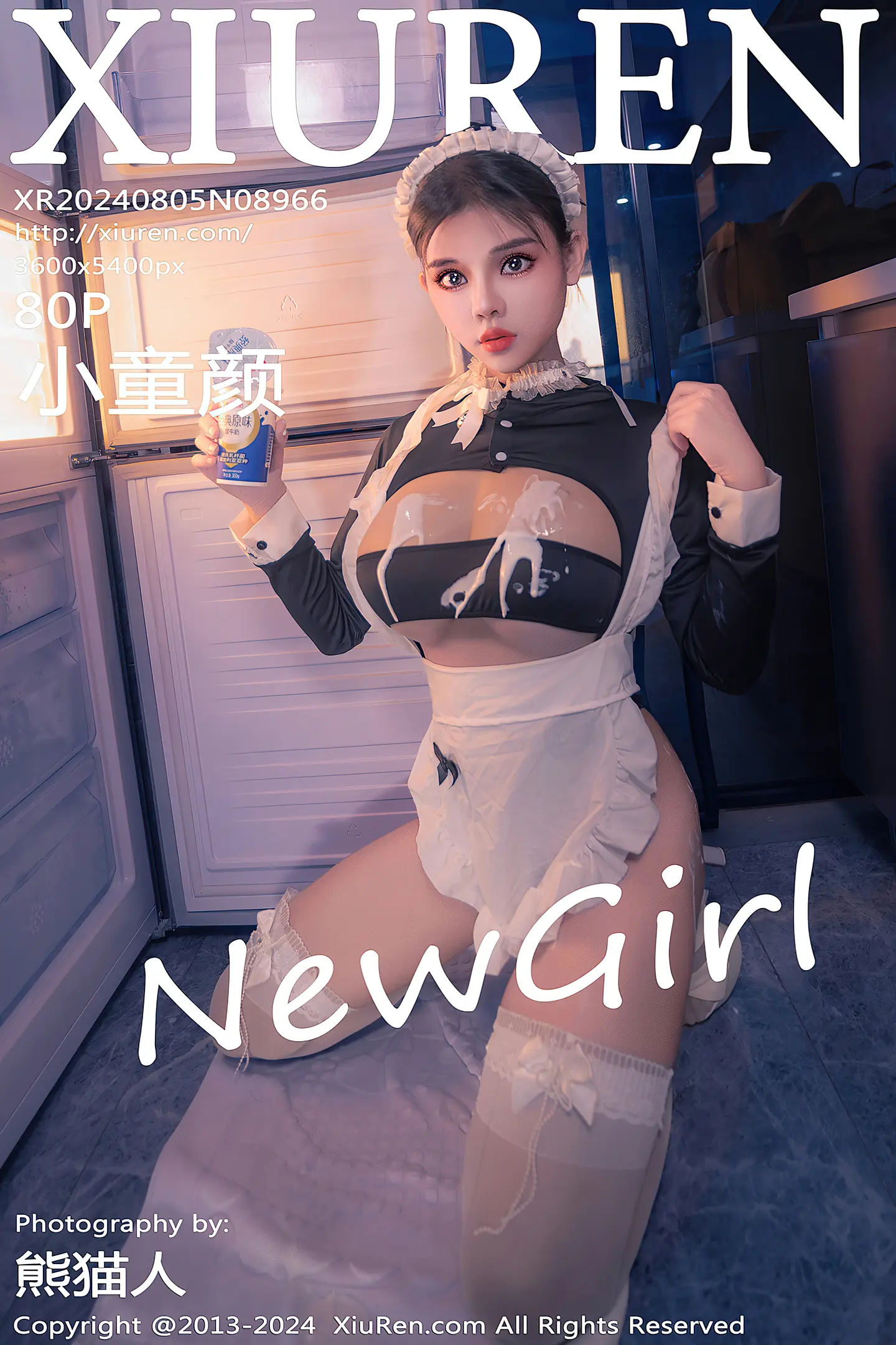 [XiuRen秀人网]VOL.8966 新人模特小童颜私房浴室性感女仆装配白丝袜秀丰满身材诱惑写真80P-秀人网官方网站